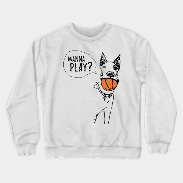 Wanna play? Great Dane with basketball design Crewneck Sweatshirt by Max